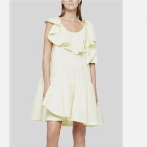3.1 Phillip Lim asymmetric ruffle cotton mini dress in yellow